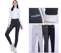 72 Bulk Winter Leggings With "fashion" Embroidery