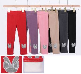 36 Bulk Kids' Fleece - Lined Leggings With Bow Applique