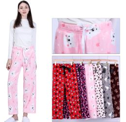 60 Bulk Women's Fleece Pajama Pants With Cute Prints