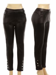 48 Bulk Black Fleece - Lined Leggings