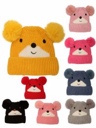 72 Bulk Toddler Beanies With Cute Animal Face