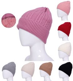 60 Bulk Women's Warm Fleece Lined Knit Beanie