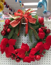 12 Bulk Flower Christmas Wreath 15inch