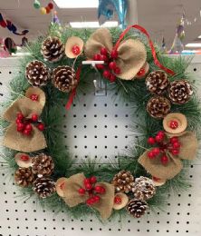 12 Bulk Snow Christmas Wreath 17inch