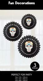120 Bulk Skull Themed Tissue Fans Set
