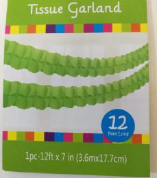 120 Bulk Lime Green 4 Leaves Tissue Garland