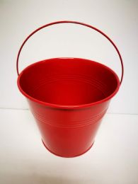 48 Bulk Red 4" Metal Tin Pails