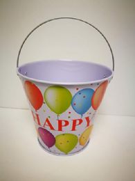 48 Bulk 5.5" Happy Birthday Tin Pails