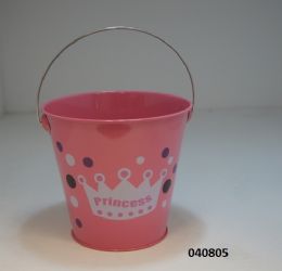 48 Bulk 5.5" Princess Tin Pails Light Pink