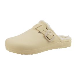 15 Bulk Women's Fleece Lined Peanut Clogs Off White