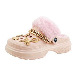 18 Bulk Big Girl's Fleece Lined Charm Clog Pink
