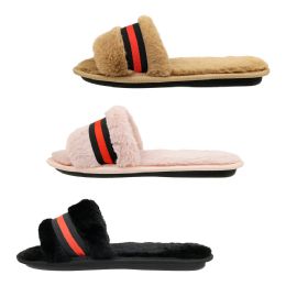 36 Bulk Women's Striped Band Slipper Assorted