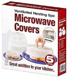 24 Bulk 5 Piece Ventilated Microwave Covers Adjustable Steam Vents Assorted Sizes Bpa Free