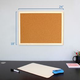 2 Bulk 18" X 24" Cork Board, Wood Framed