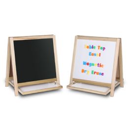 Bulk Magnetic Two Sided Table Top Easel - Black Chalkboard / White Dry Erase, 19.5" X 18"