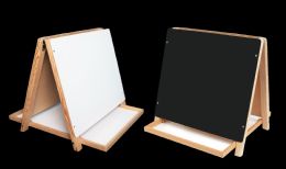 Bulk Two Sided Table Top Easel - Black Chalkboard / White Dry Erase, 18.5" X 18"