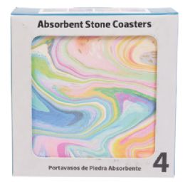 12 Bulk Coaster 4pc Set Color Swirl Thirstystone