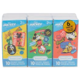 48 Bulk Pocket Tissue 6pk Mickey & Donald Disney 2ply - 10ct White