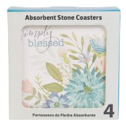 12 Bulk Coaster 4pc Set Simply Blessed Thirstystone