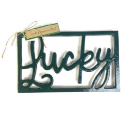 12 Bulk Trivet 10in Lucky Cutout Green Sentimental