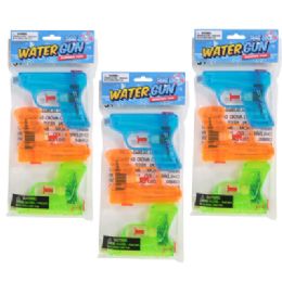 24 Bulk Water Gun 3pk / 4.5in 3 Color Per Pk Pbh