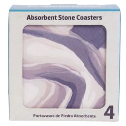 12 Bulk Coaster 4pc Set Monotone Aquate Thirstystone