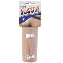 25 Bulk Elastic Bandage W/clips 4inch Carded Pp