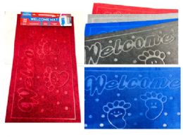48 Bulk Mat Welcome 17" X 26.8"  Grey,black,red,blue Clr