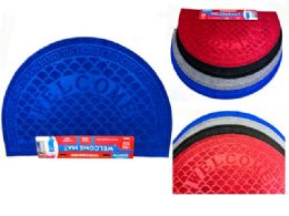 48 Bulk Floor Mat Half Round Welcome Grey,bk,red,blue