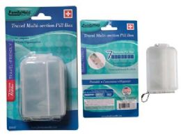 144 Bulk Multi -Compartment Pill Box 6 Section With Chain