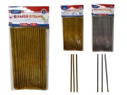 96 Bulk STRAWS 50-Piece 0.6CM X7.9" High GOLD SILVER