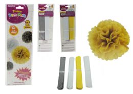 144 Bulk Tissue Pom Pom 12" Dia 2pc Gold Silver