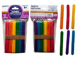 72 Bulk Craft Stick Jumbo 50pc5.9" X 0.7"x1.6mm Asst Clr