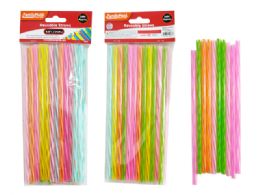 144 Bulk 24-Piece REUSABLE STRAW 8.25" Long Assorted Color