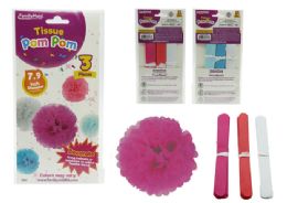 144 Bulk Tissue Pom Pom 3pc 7.9"dia Blue Pink