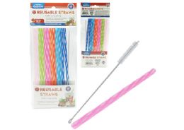 144 Bulk REUSABLE STRAW 8.26" Long 12-Piece and 1-Piece BRUSH
