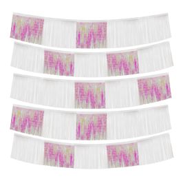 12 Bulk Metallic Fringe Banner 60 inch 9pc/set - White & Iridescent