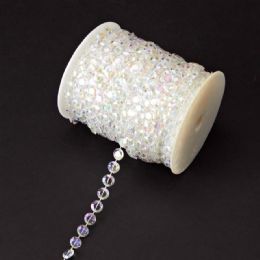 6 Bulk Crystal Iridescent Diamond Cut Beads In A Roll, 99ft