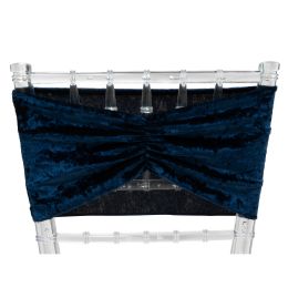 12 Bulk Velvet Ruffle Stretch Chair Sash 6pc/bag - Navy