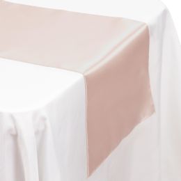 48 Bulk Satin Table Runner 14 inch X 108 inch - Blush