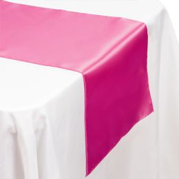48 Bulk Satin Table Runner 14 inch X 108 inch - Fuchsia