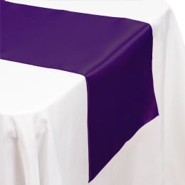 48 Bulk Satin Table Runner 14 inch X 108 inch - Purple