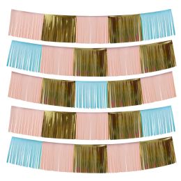 12 Bulk Metallic Fringe Banner 60 inch 9pc/set - Blue & Pink