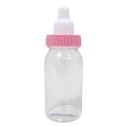 60 Bulk Plastic Favor Baby Bottle Pink 4 1/4 inch 12pc
