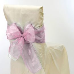 24 Bulk Sheer Organza Chair Bows 9 inch X 10 inch Pink - 6pcs/bag