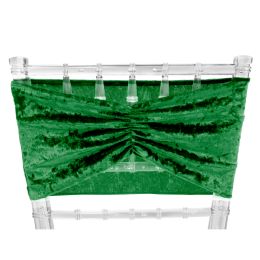 12 Bulk Velvet Ruffle Stretch Chair Sash 6pc/bag - Emerald Green