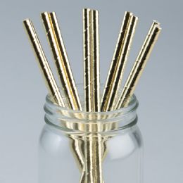 48 Bulk Paper Straws 7 inch 10pcs/bag - Gold