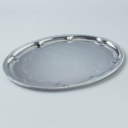 12 Bulk Metal Oval Serving Tray With Decorative Edge