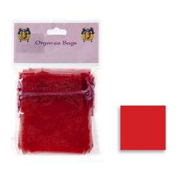 20 Bulk Organza Sheer Bags 4 inches X 5 inches  - Red