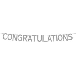 60 Bulk "Congratulations"  Banner 7 inch - Silver